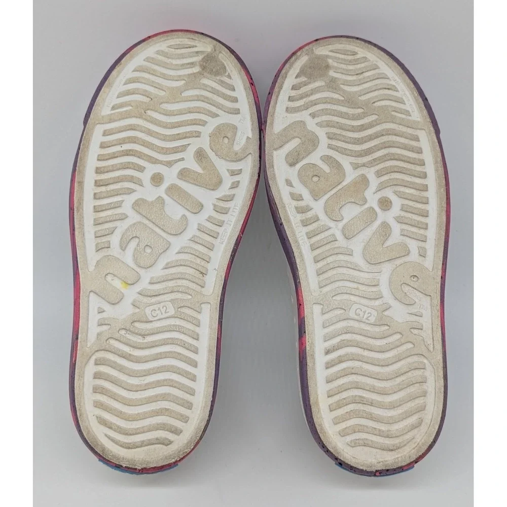 Native Jefferson Marbled Waterproof Sneaker Shoe Unisex Kids Sz C12 Beach Pink